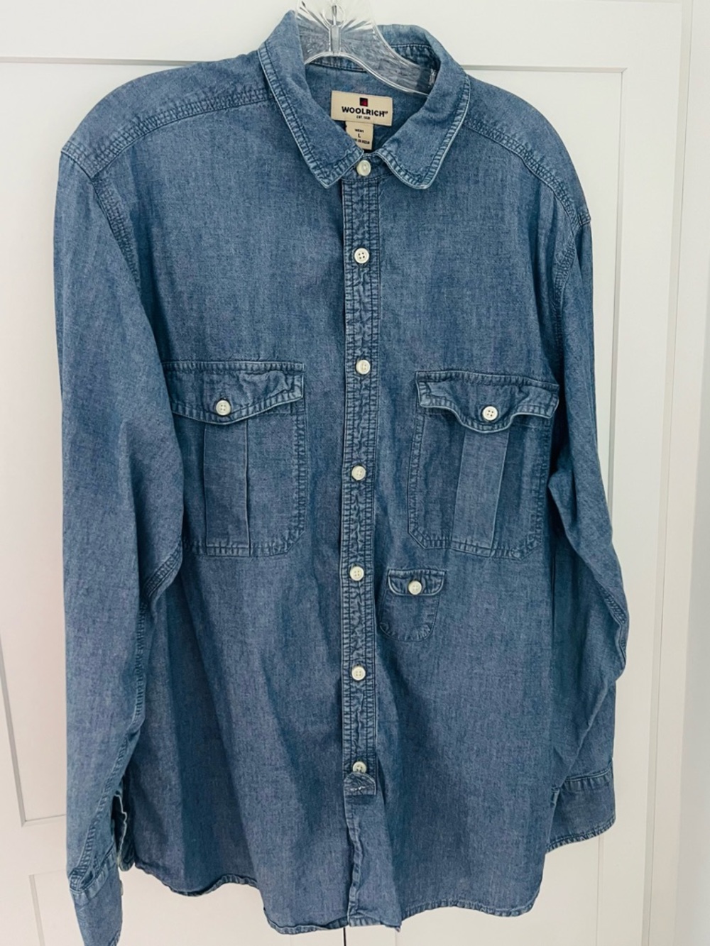 Woolrich Vintage Denim Men’s Button-Up Shirt - Blue Large